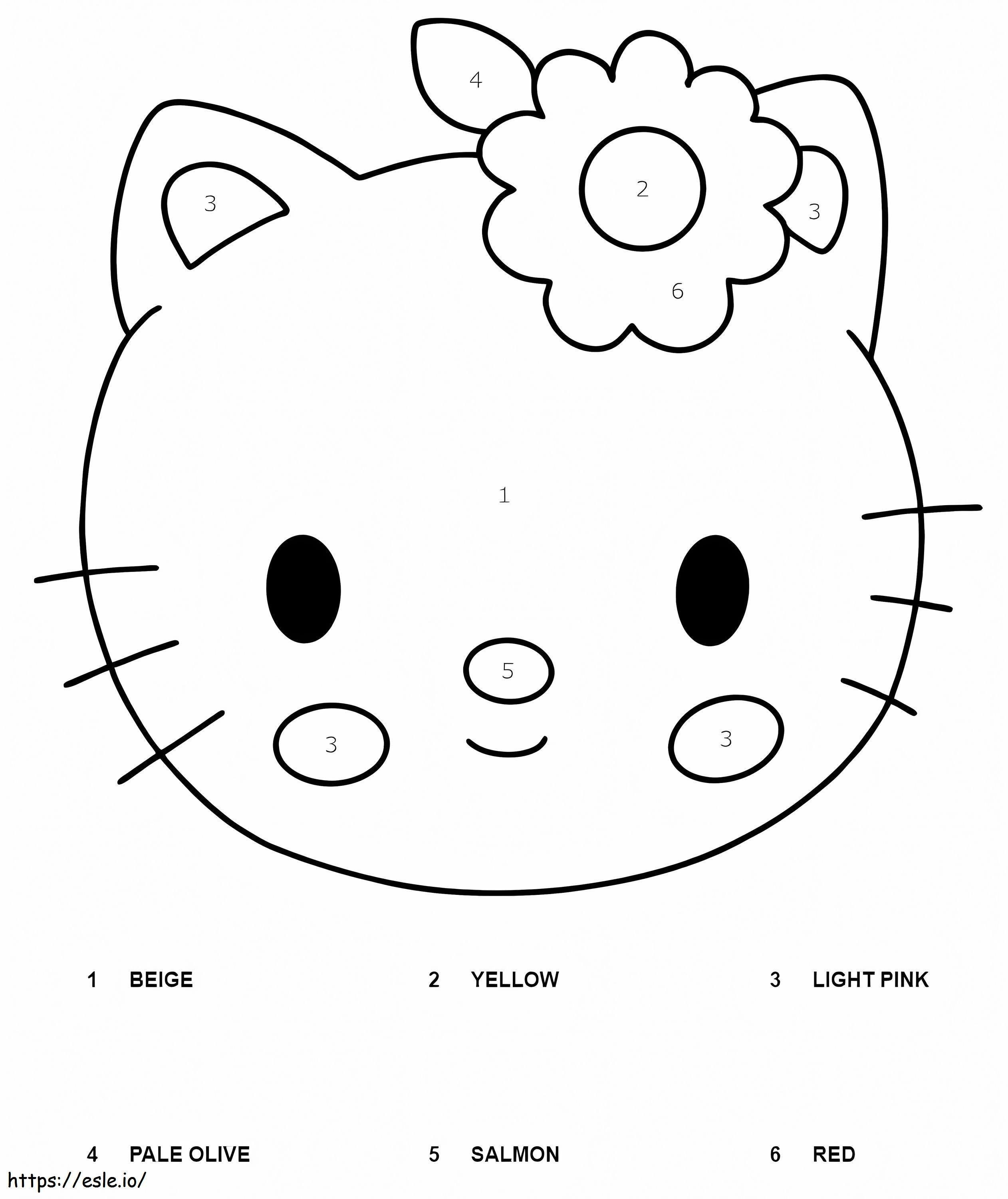 Happy Hello Kitty Color By Number coloring page