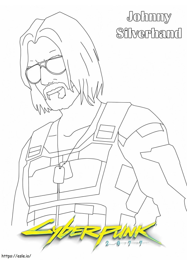 Johnny Silverhand Cyberpunk 2077 coloring page