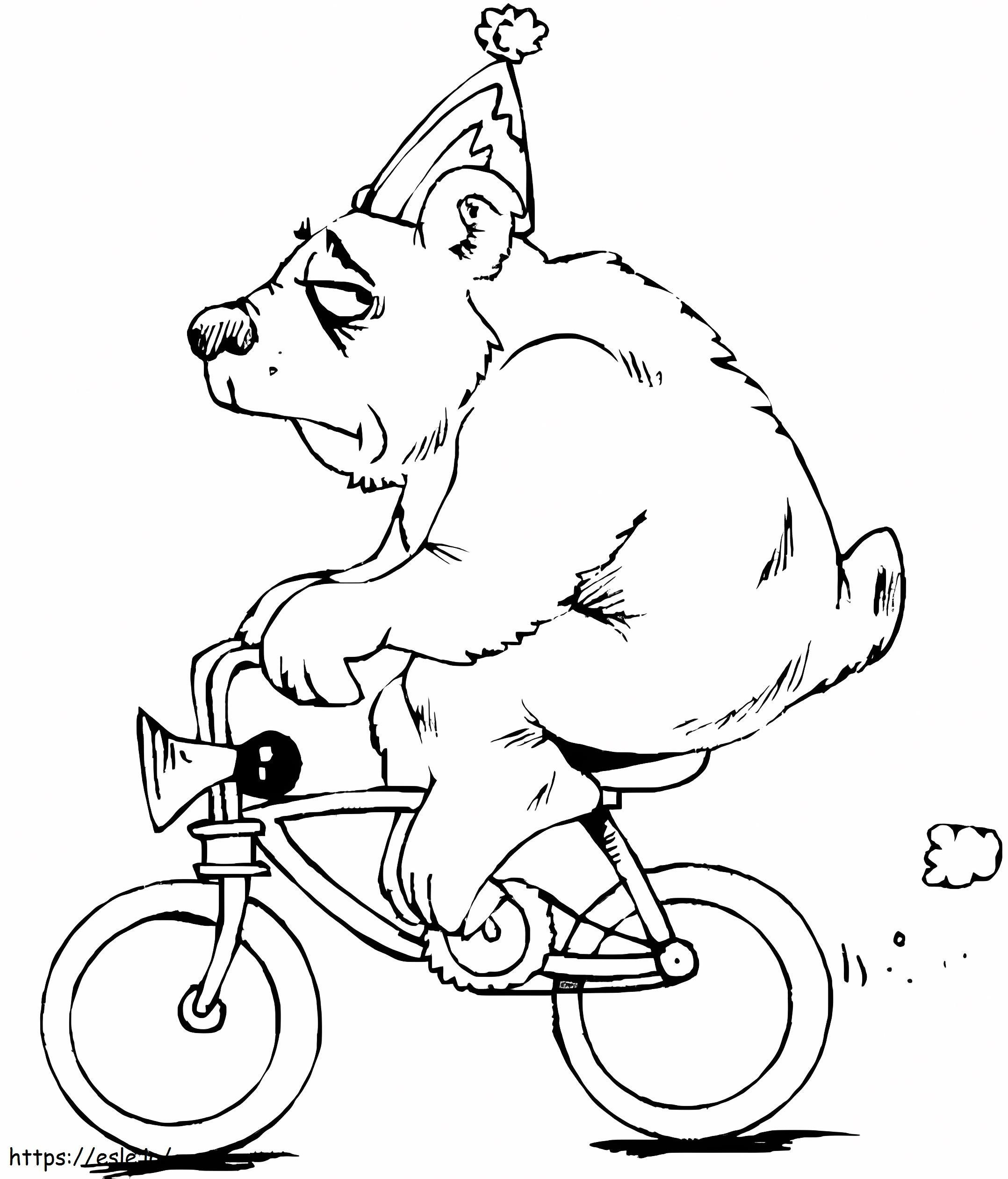 自転車に乗るクマ ぬりえ - 塗り絵
