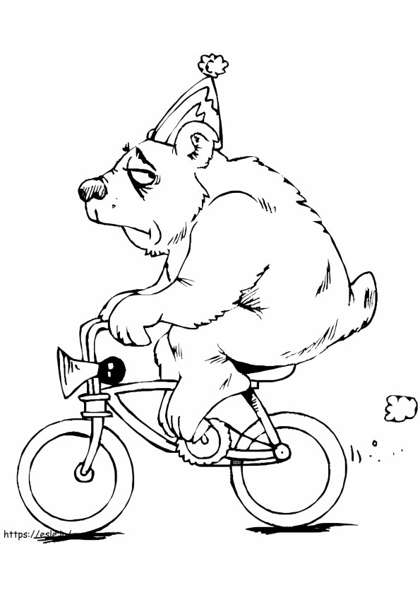 Urso em uma bicicleta para colorir