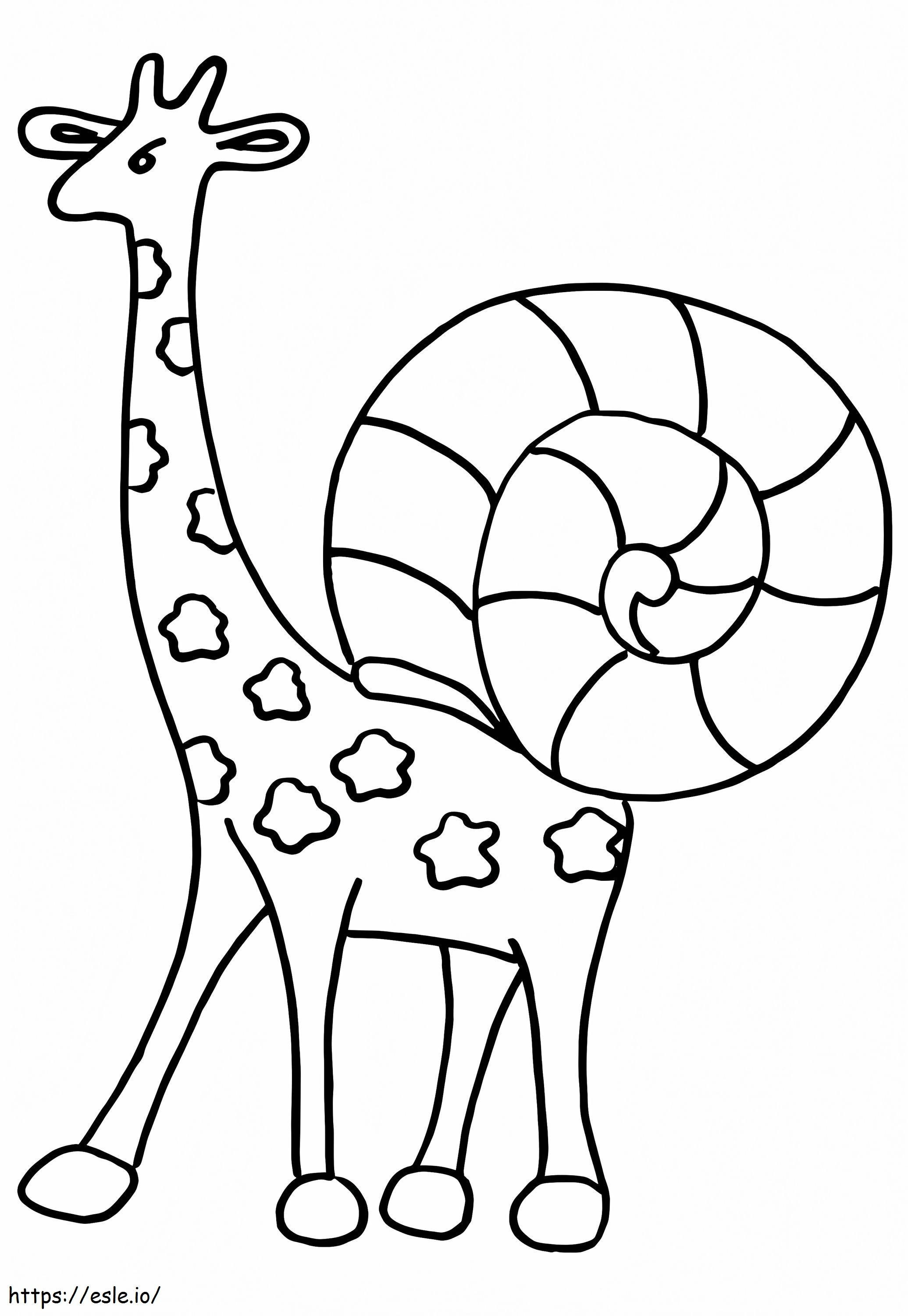 Giraffe Snail Alebrije coloring page