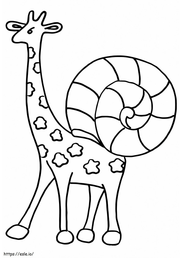 Giraffe Snail Alebrije coloring page