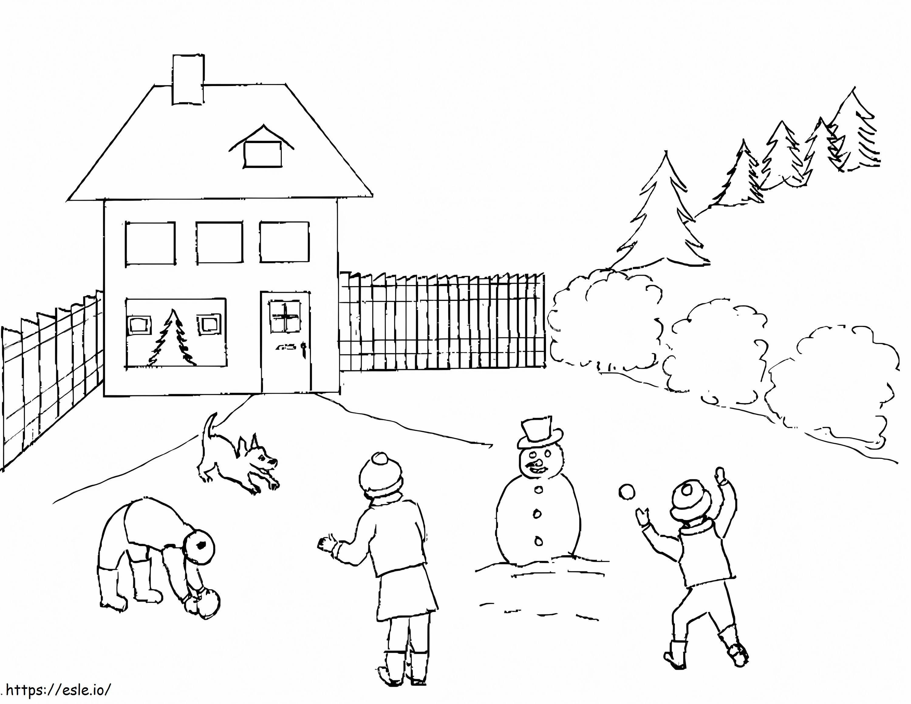 Snowball Fight 5 coloring page