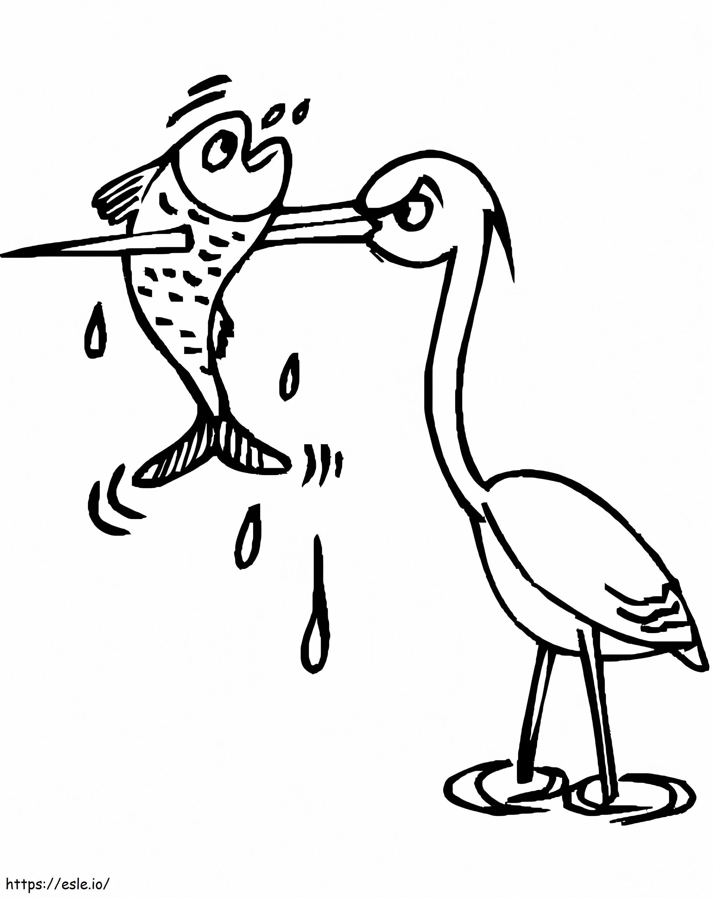 Stork And Fish coloring page