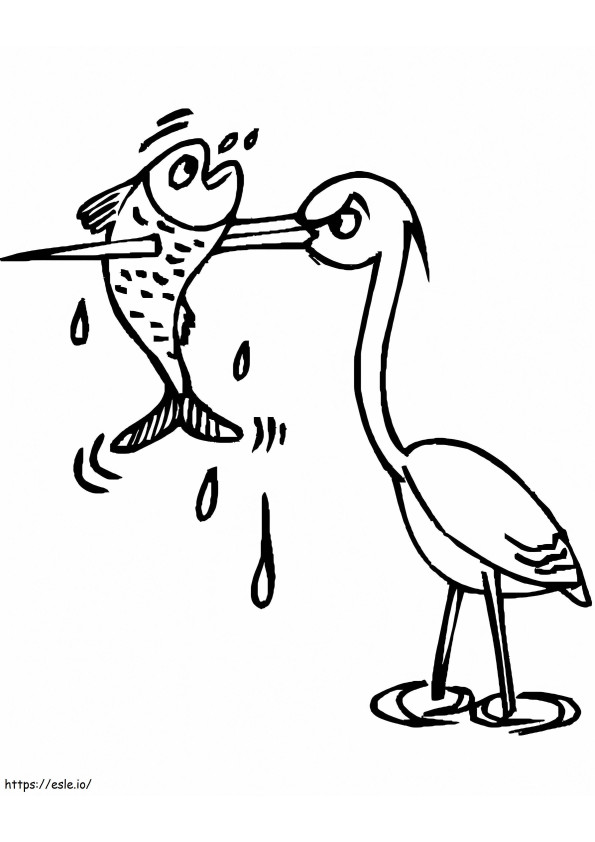 Stork And Fish coloring page