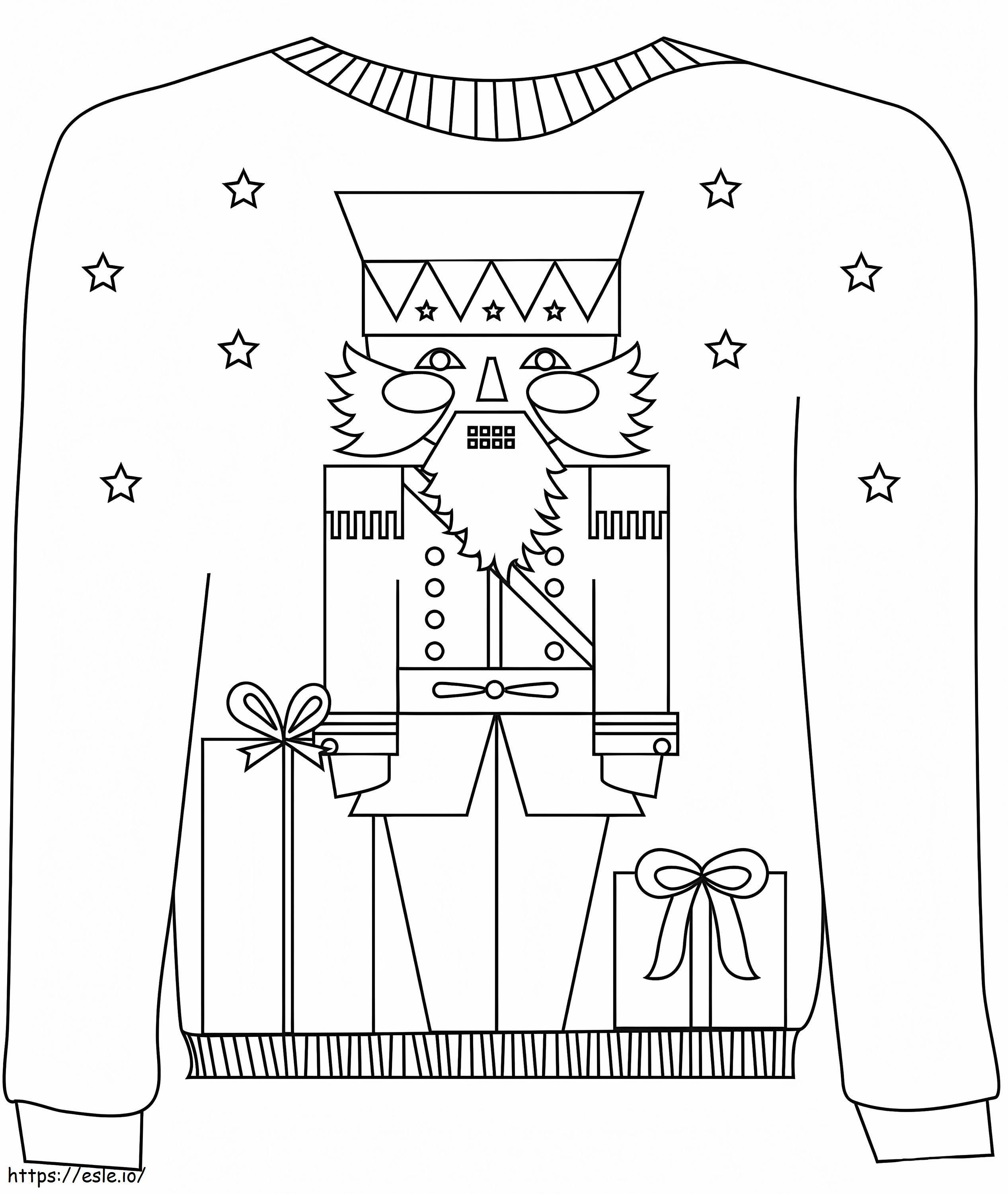Świąteczny sweter z dziadkiem do orzechów kolorowanka