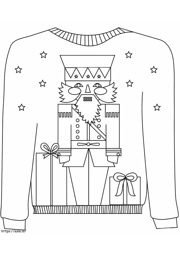 Suéter de Natal com Quebra-Nozes para colorir