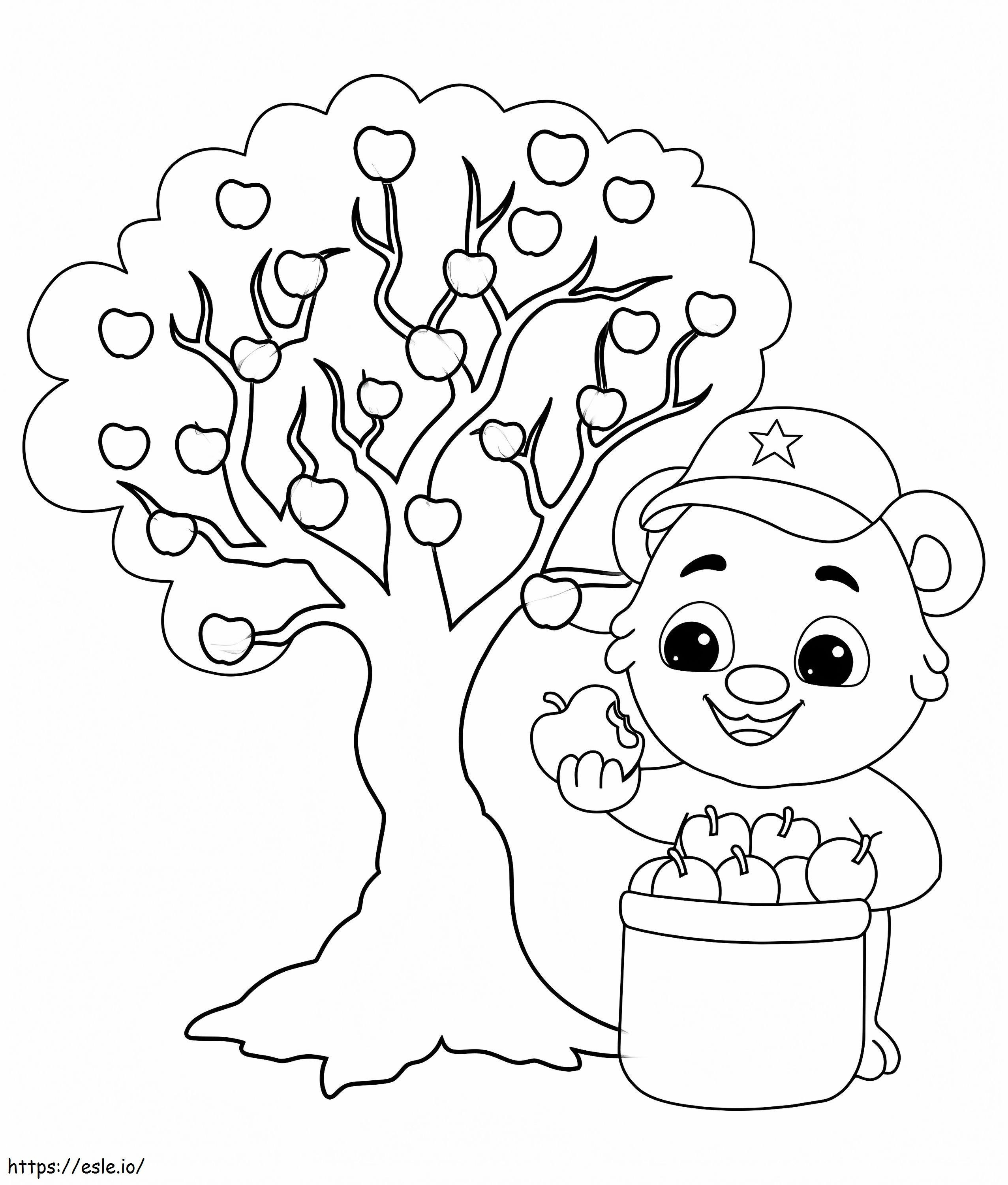 Urso e árvore para colorir