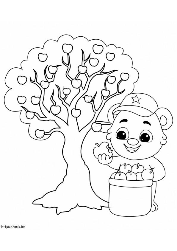 Urso e árvore para colorir