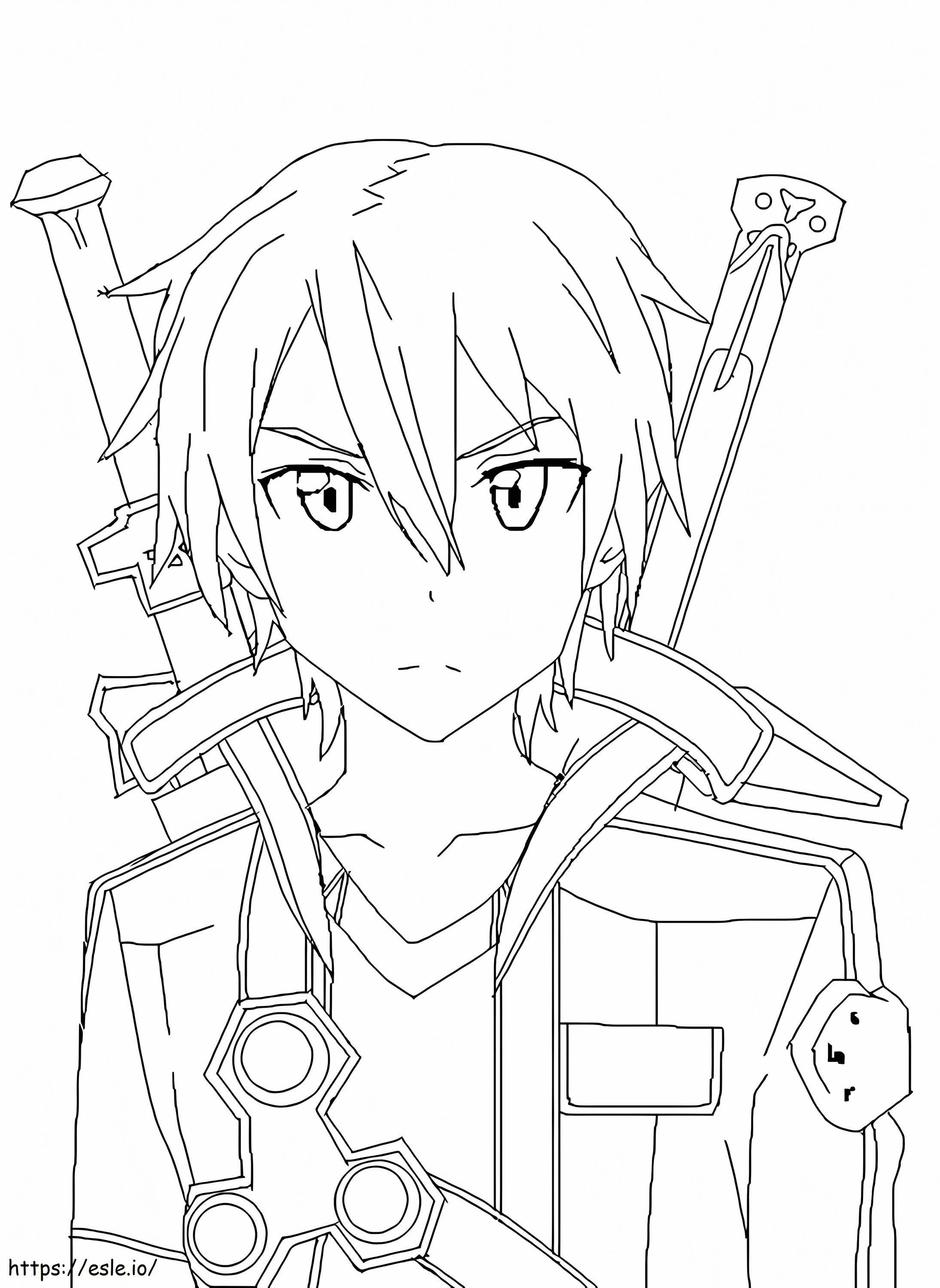 Kirito com duas espadas para colorir