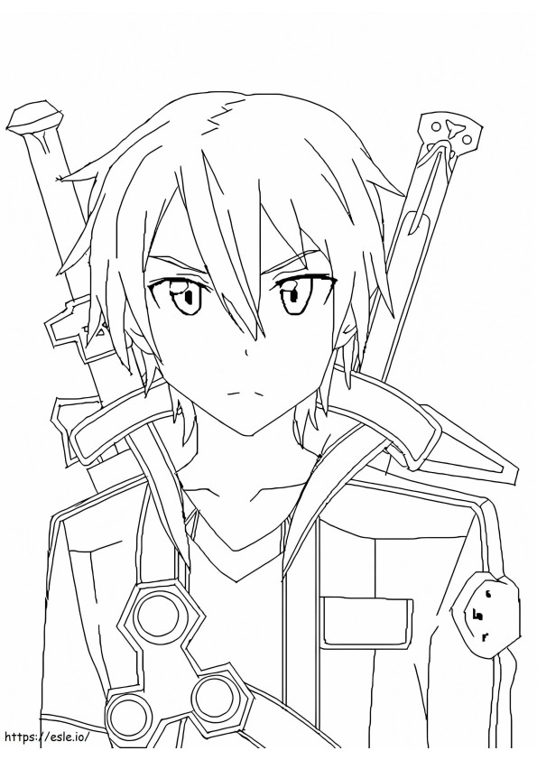 Coloriage Kirito avec deux épées à imprimer dessin
