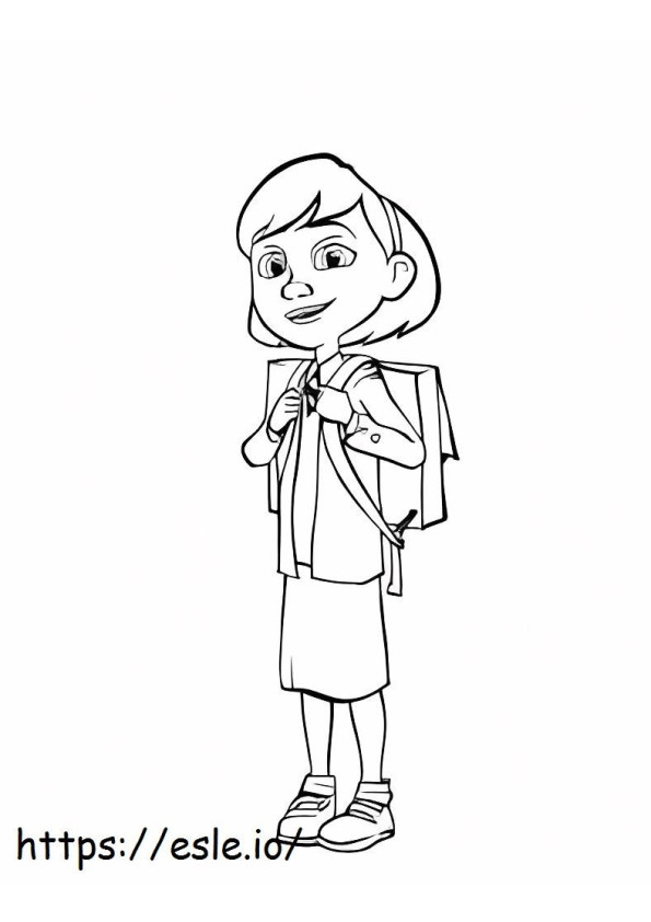 Girl Go To School coloring page