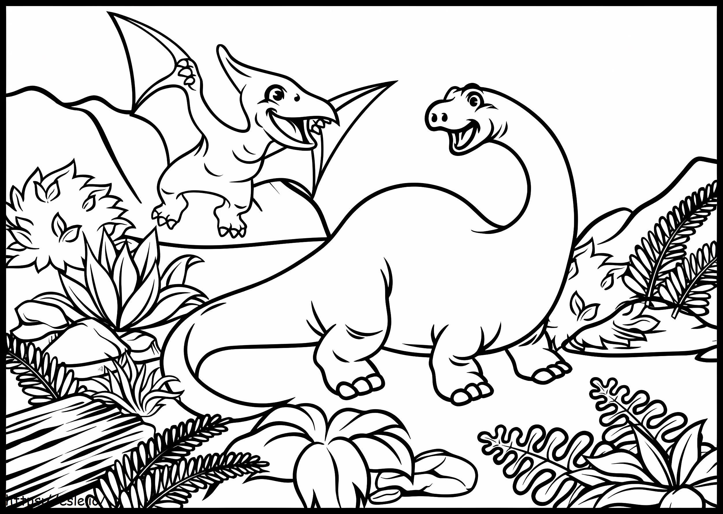 Brontosauro e pipistrello da colorare