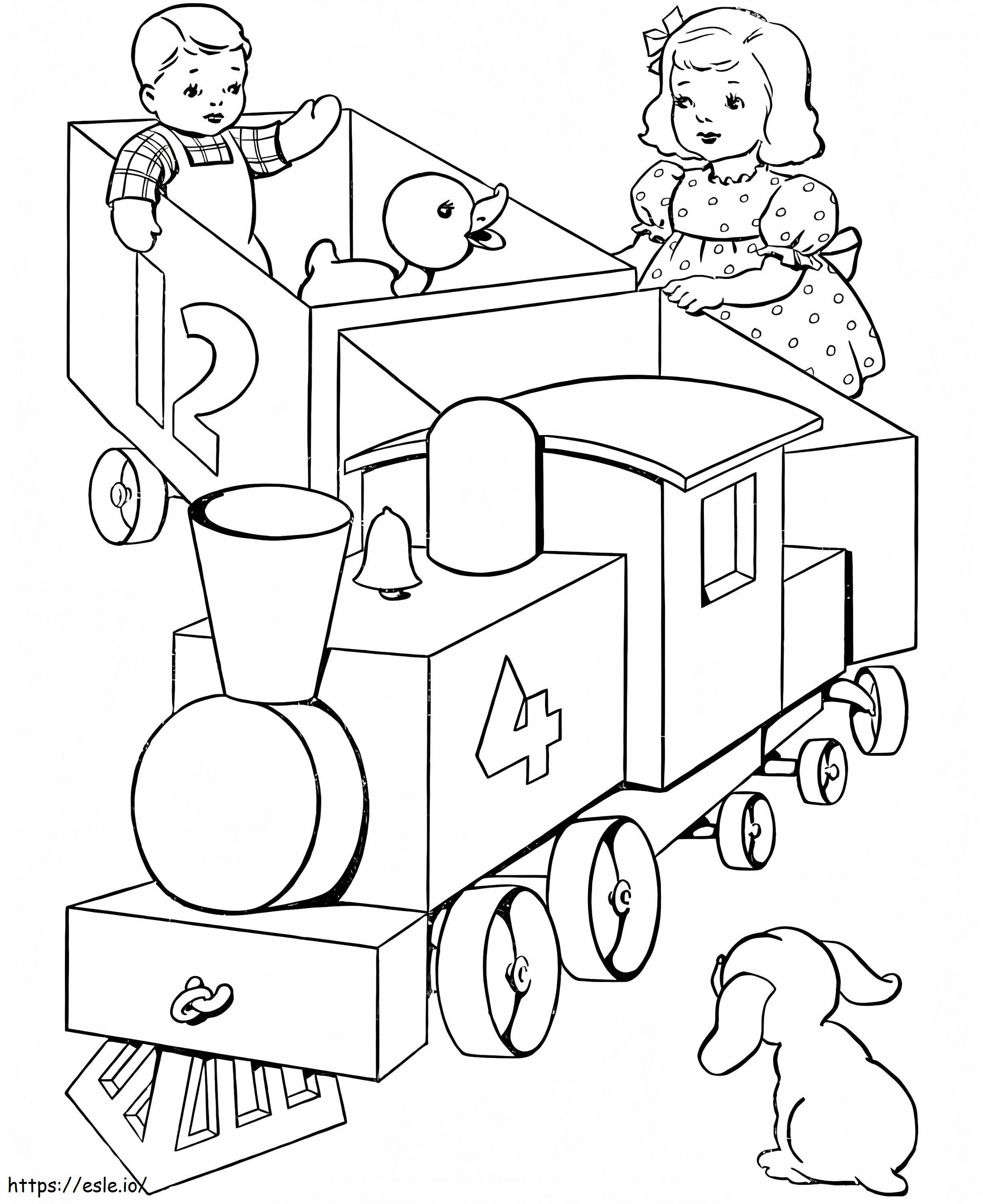 Tren de juguete para niños para colorear