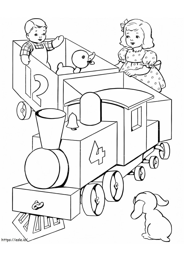 Tren de juguete para niños para colorear