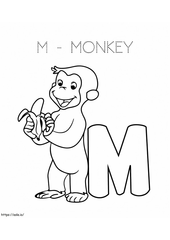 Letter M voor aap kleurplaat