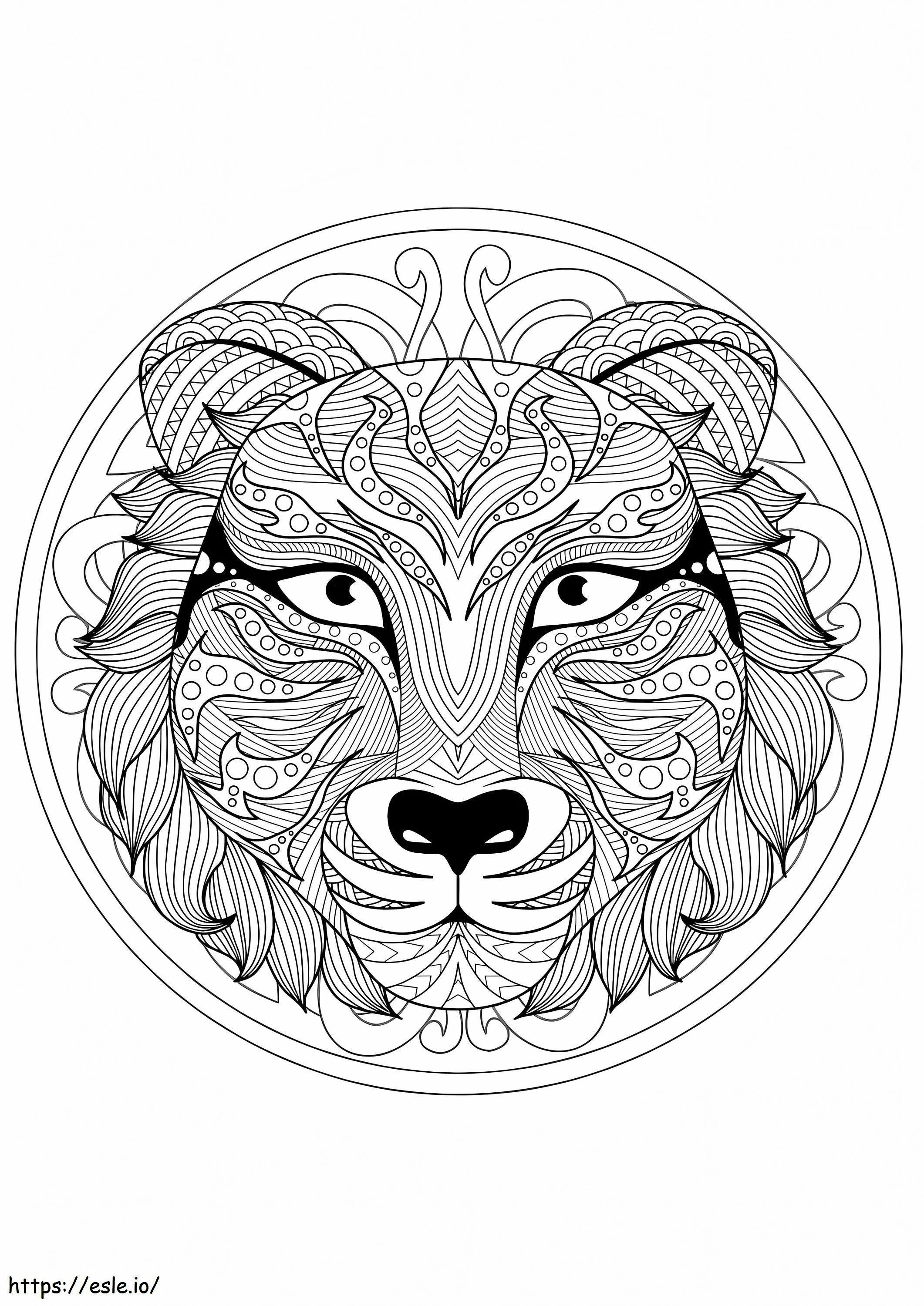 Coloriage Mandala Animaux Lion à imprimer dessin