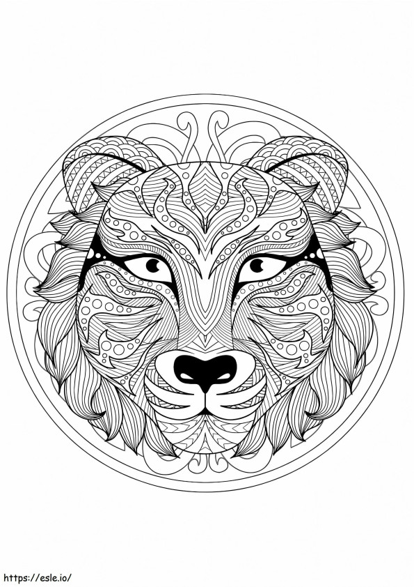 Lion Animals Mandala värityskuva