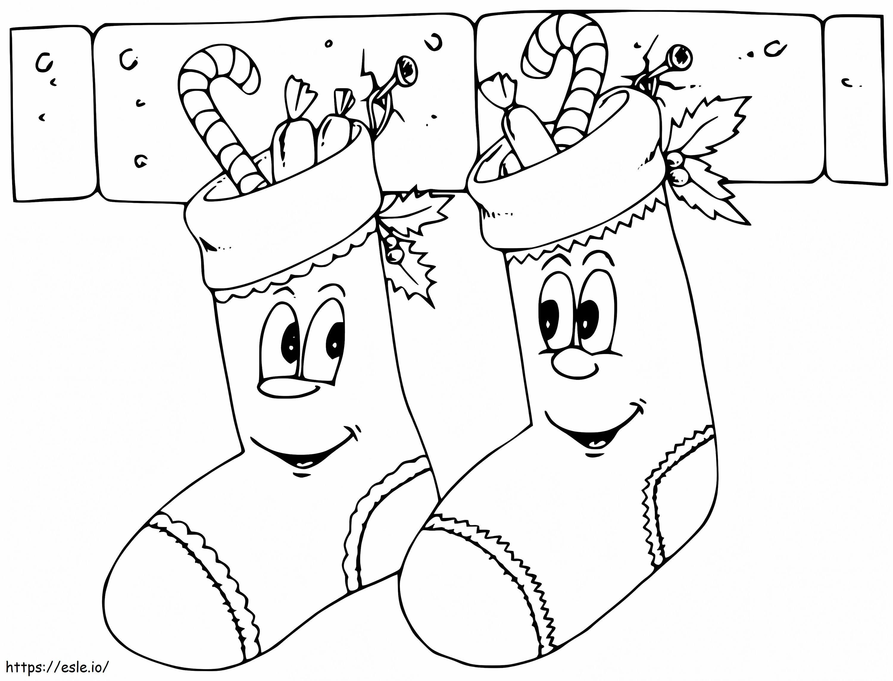 Ciorapi de Crăciun din desene animate de colorat
