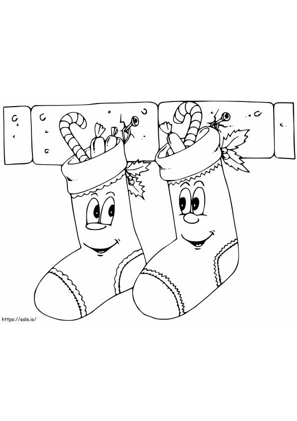 Ciorapi de Crăciun din desene animate de colorat
