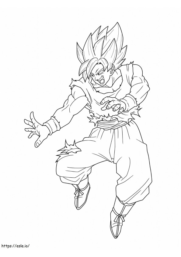 Coloriage Goku SJ2 en colère à imprimer dessin