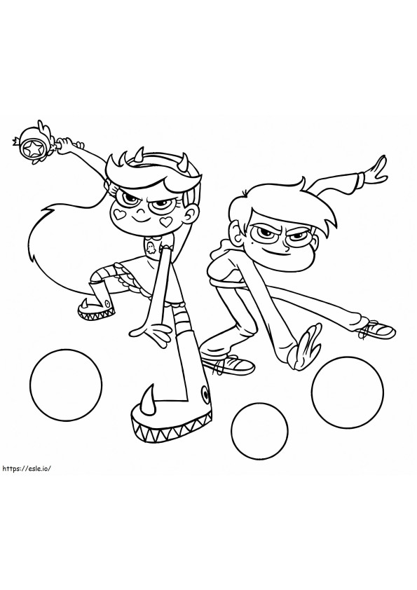 Cool Star And Marco coloring page