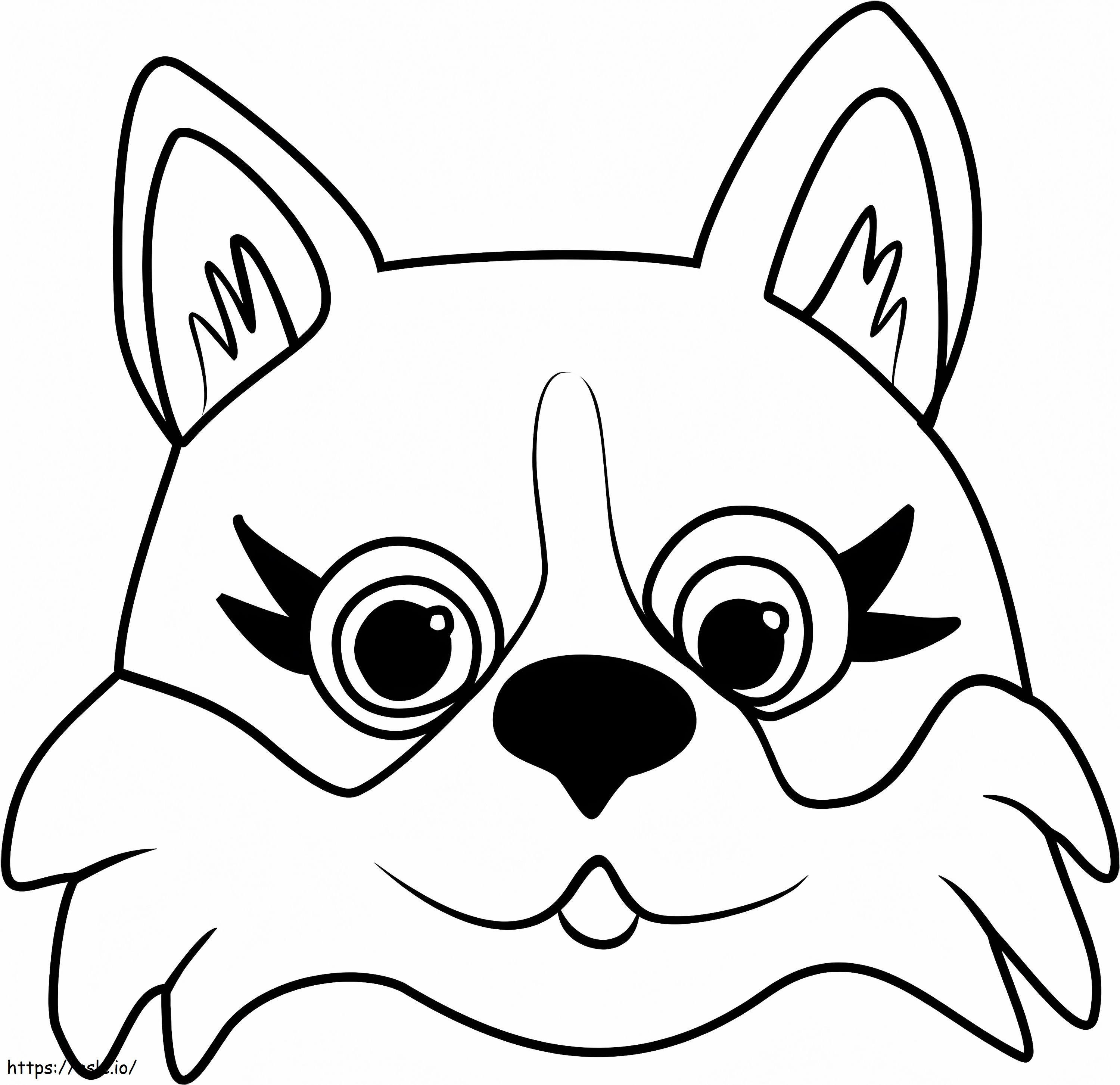 コーギー犬の顔 ぬりえ - 塗り絵