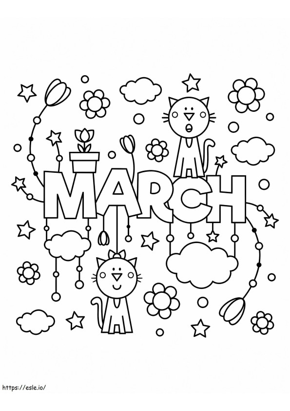 Página para colorir de março 1 para colorir