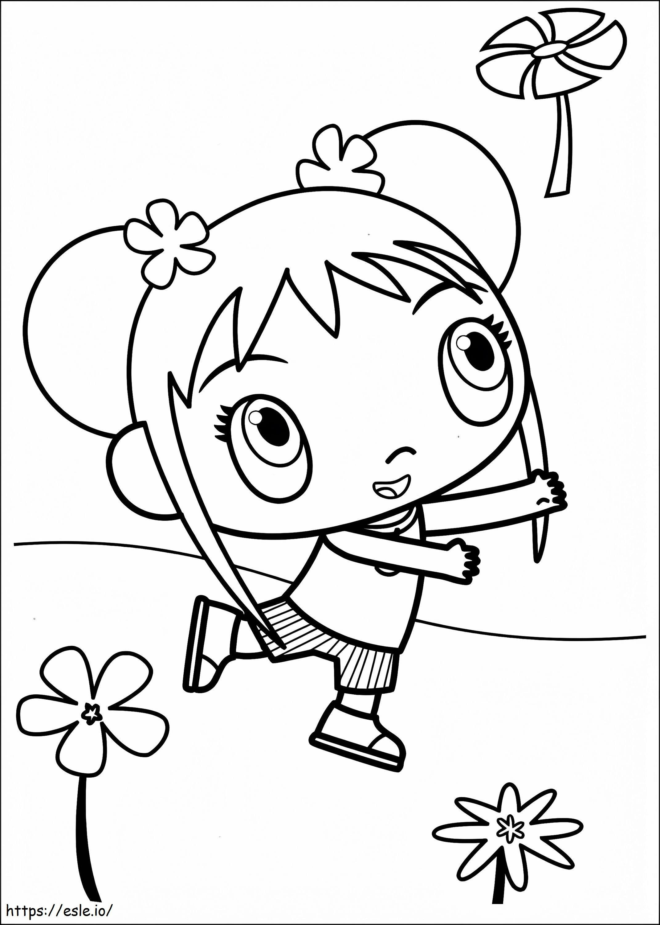 Kai Lan And Flowers coloring page