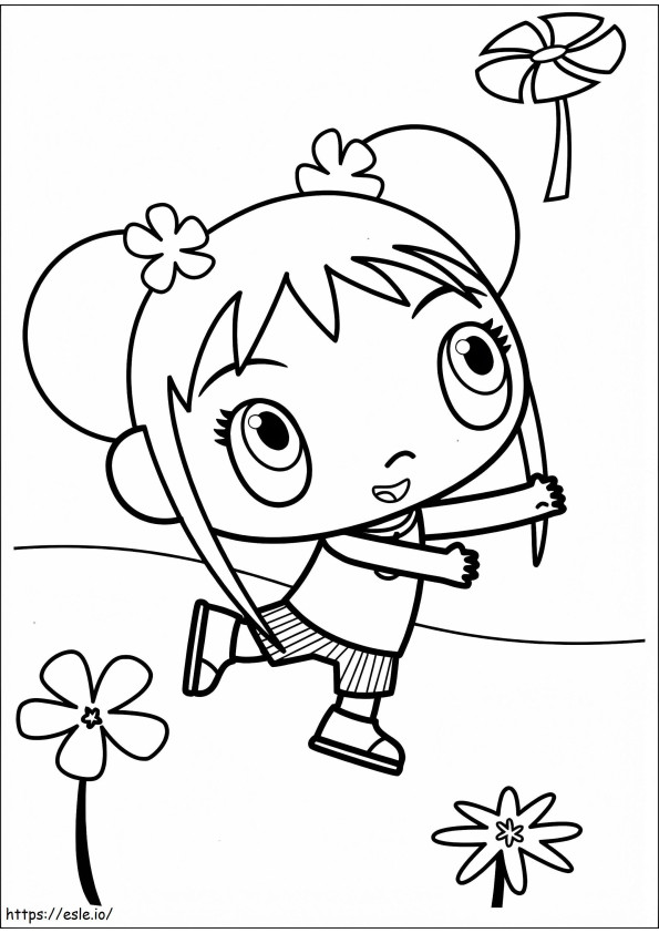 Kai Lan And Flowers coloring page
