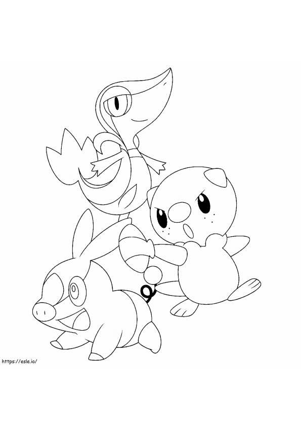 Tepig Snivy Oshawott Pokemon coloring page