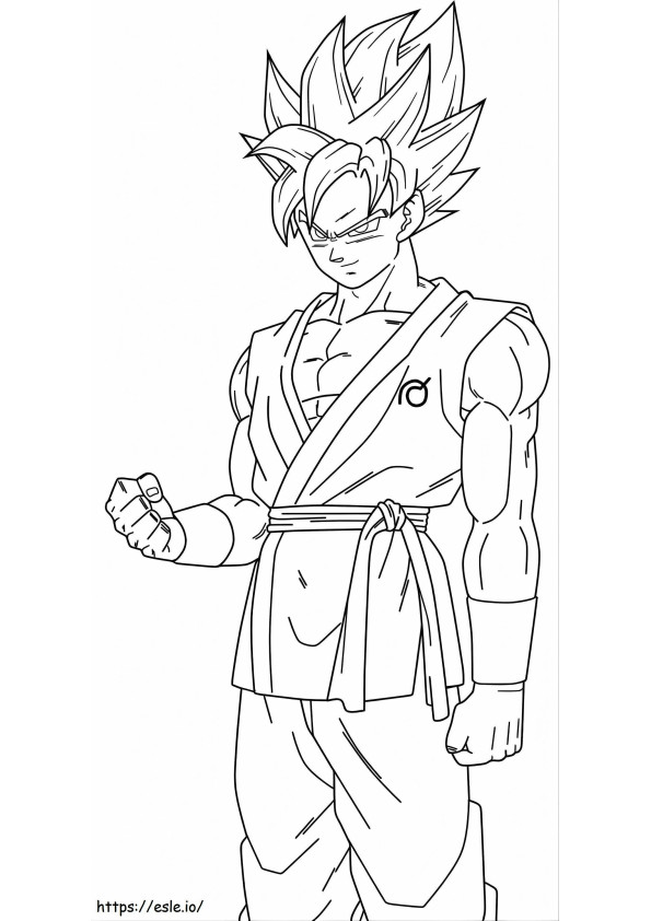 Coloriage Goku souriant Ssj1 à imprimer dessin
