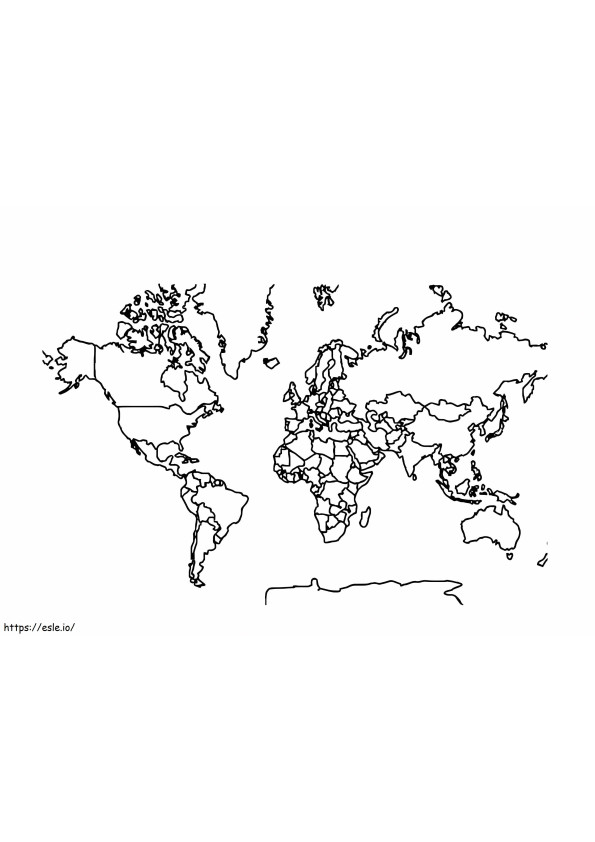 Esquema Del Mapa Mundial Para Colorear para colorear