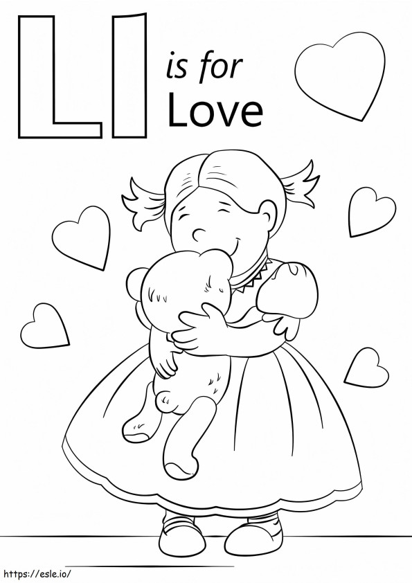 Coloriage Lettre d'amour L à imprimer dessin