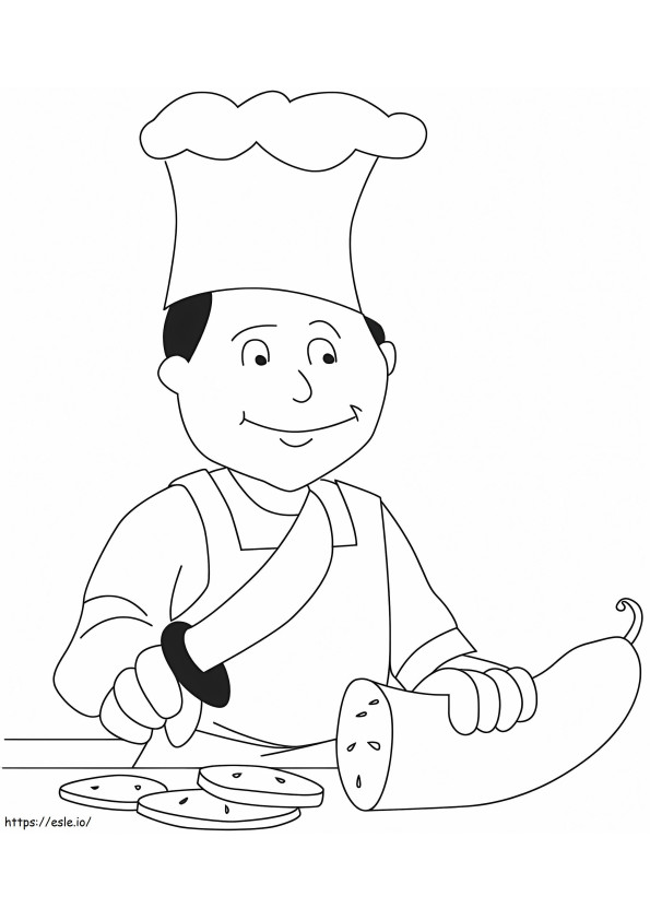 Chef Cutting Zucchini coloring page