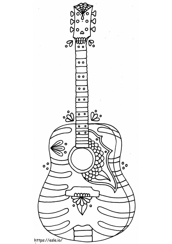 Coloriage Guitare d'été à imprimer dessin