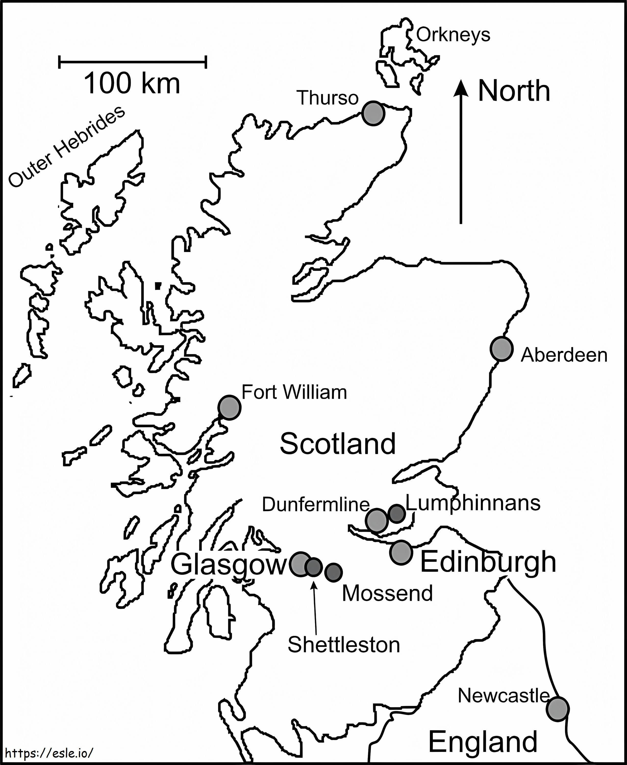 Harta Scoției de colorat