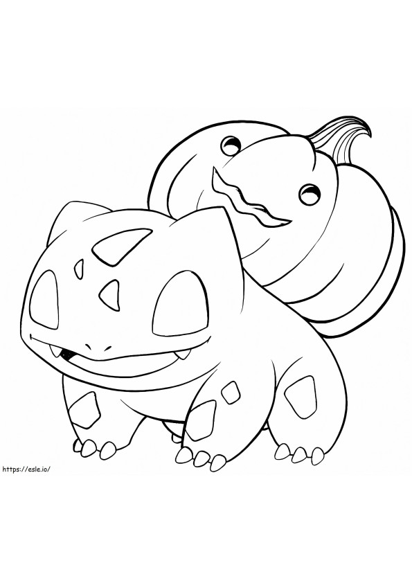 Pokémon Bulbasaur en Halloween para colorear
