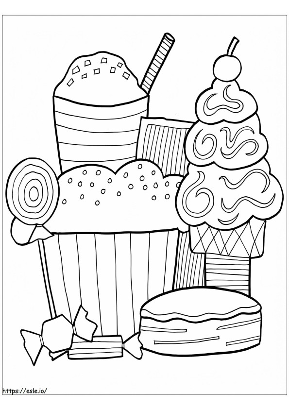 Dessert coloring page