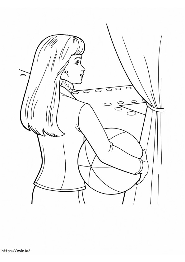 Barbie With A Ball coloring page