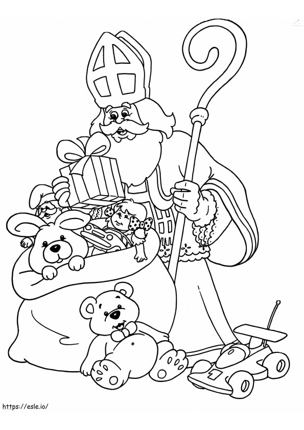 Saint Nicholas And Gifts coloring page