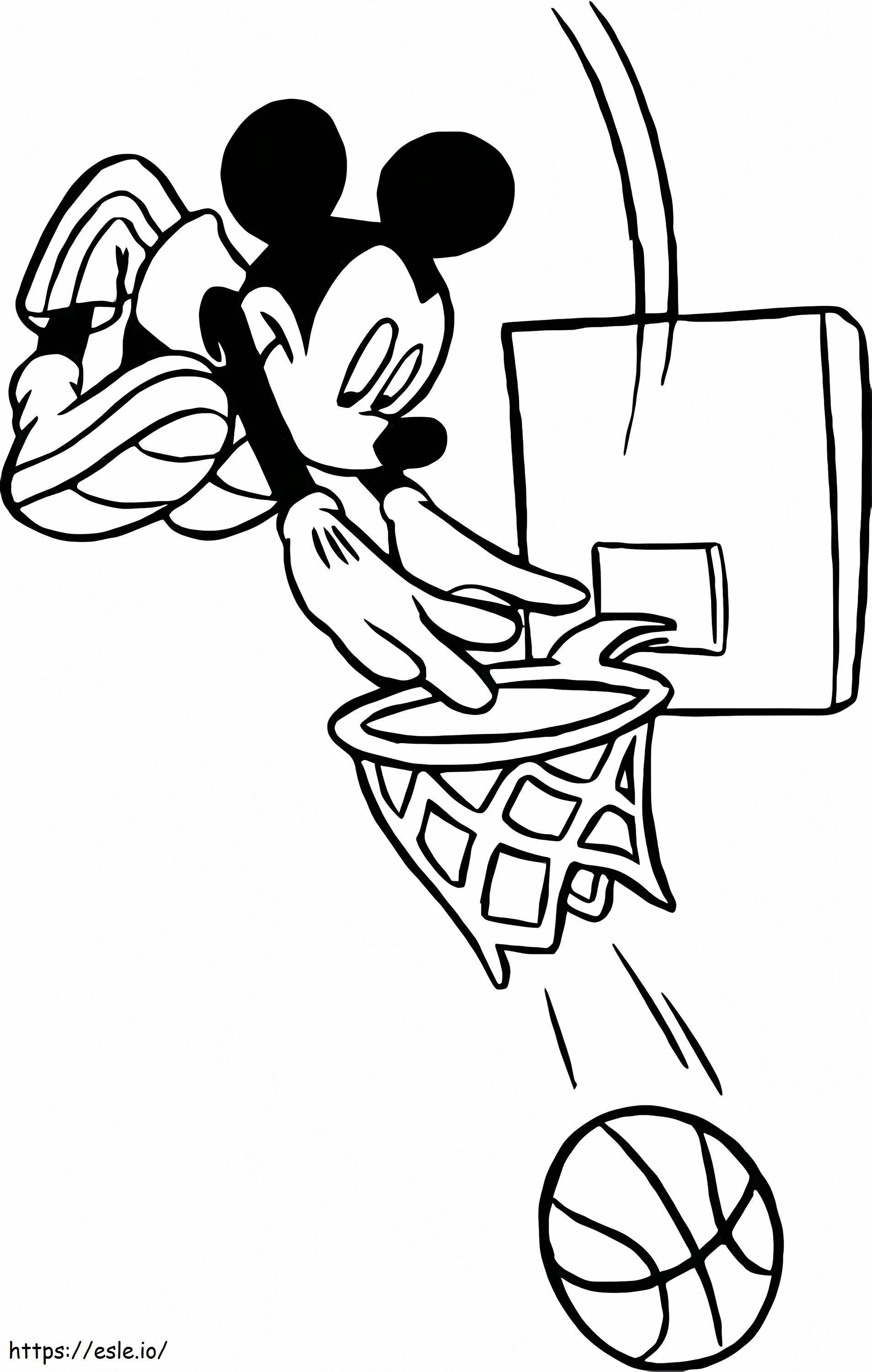 Mickey jucând baschet de colorat