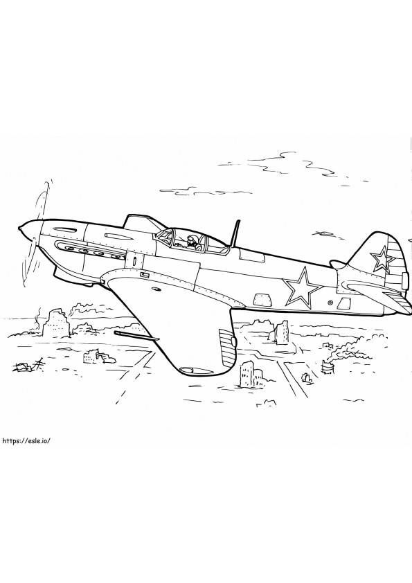 Aeronave de caça Yakovlev Yak 7 para colorir
