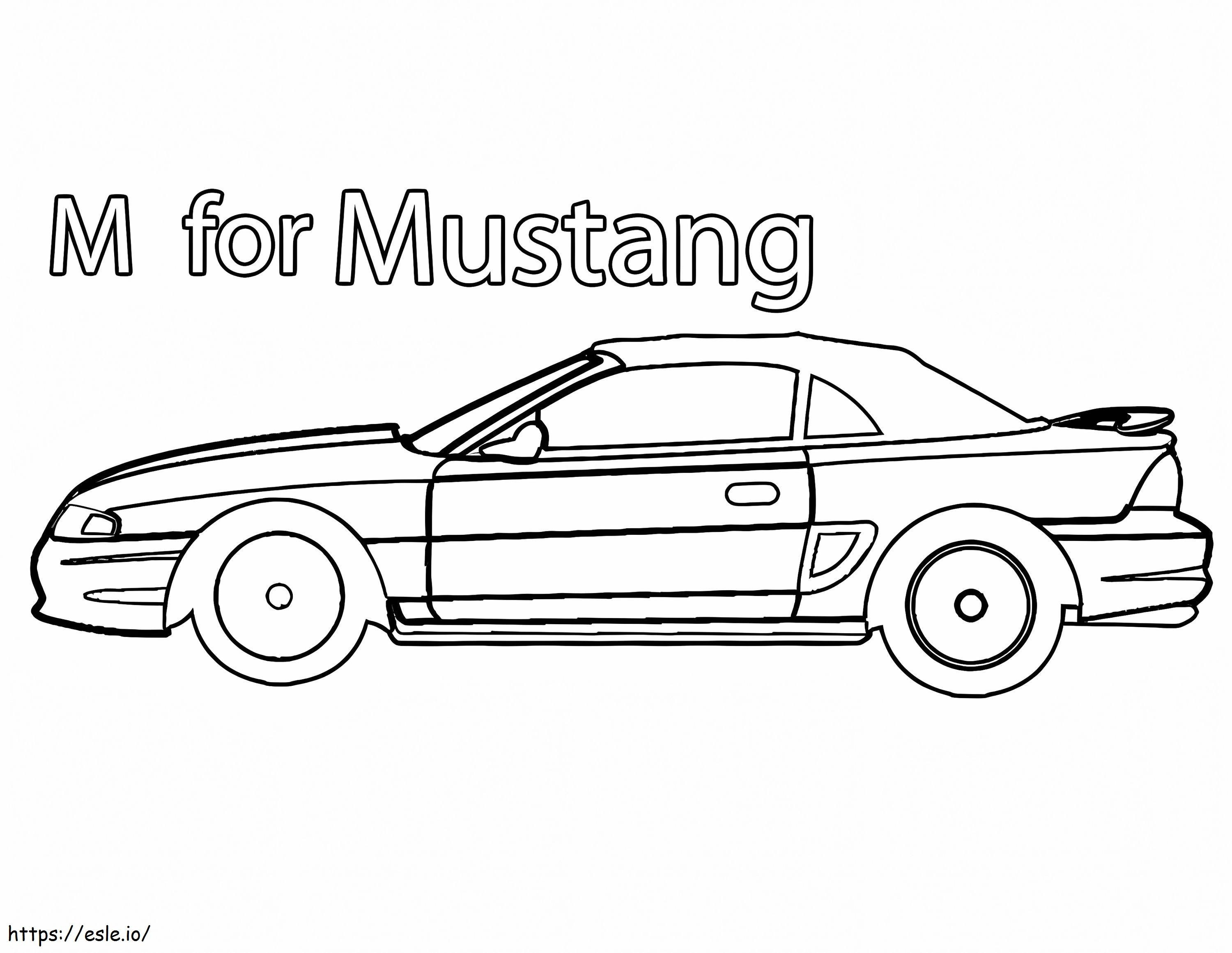 M pentru Mustang de colorat