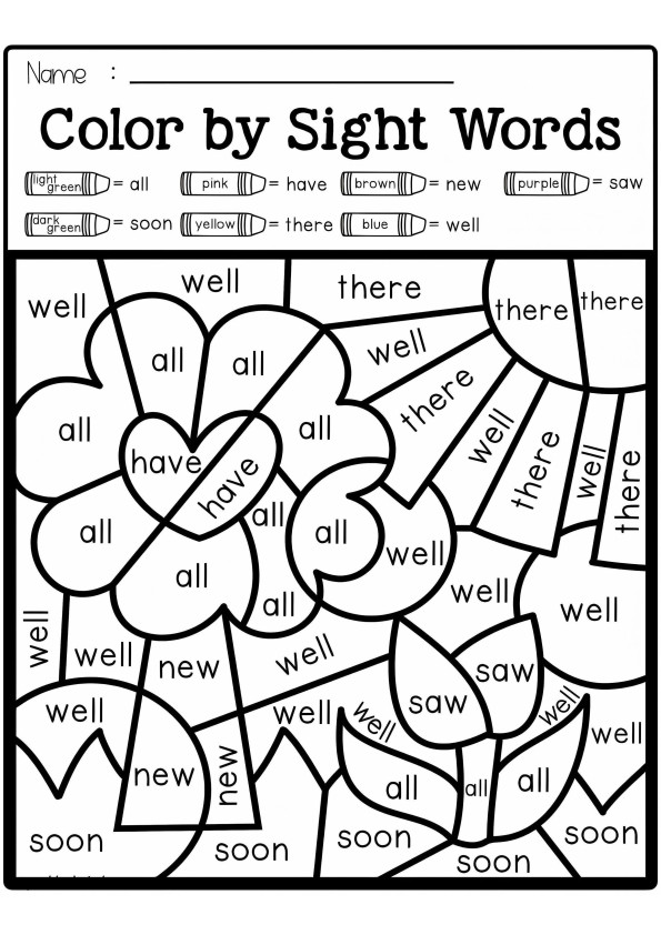 Flowers Sight Words coloring page