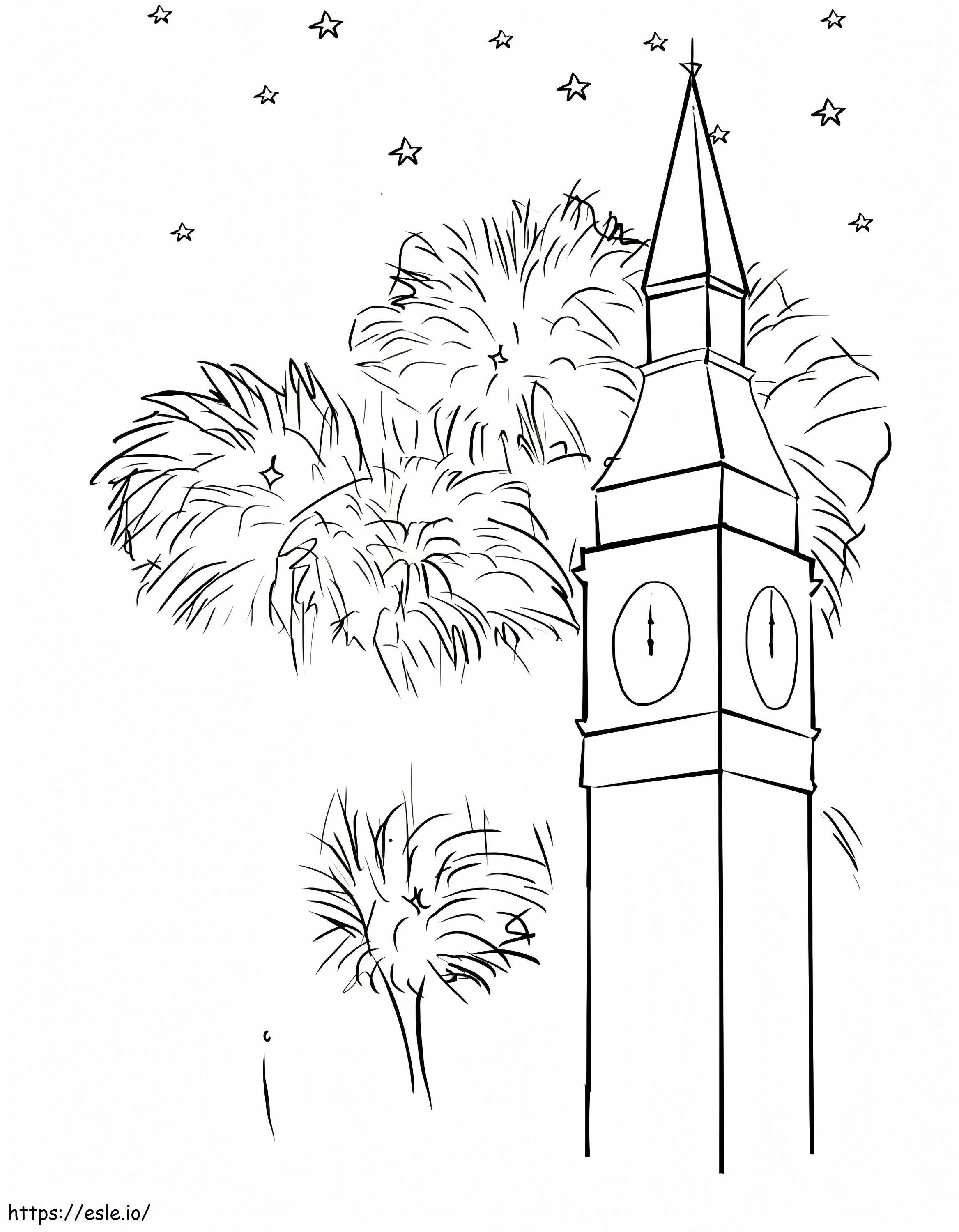 Firework And Big Ben coloring page