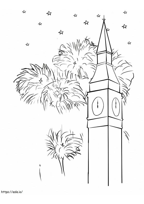 Firework And Big Ben coloring page