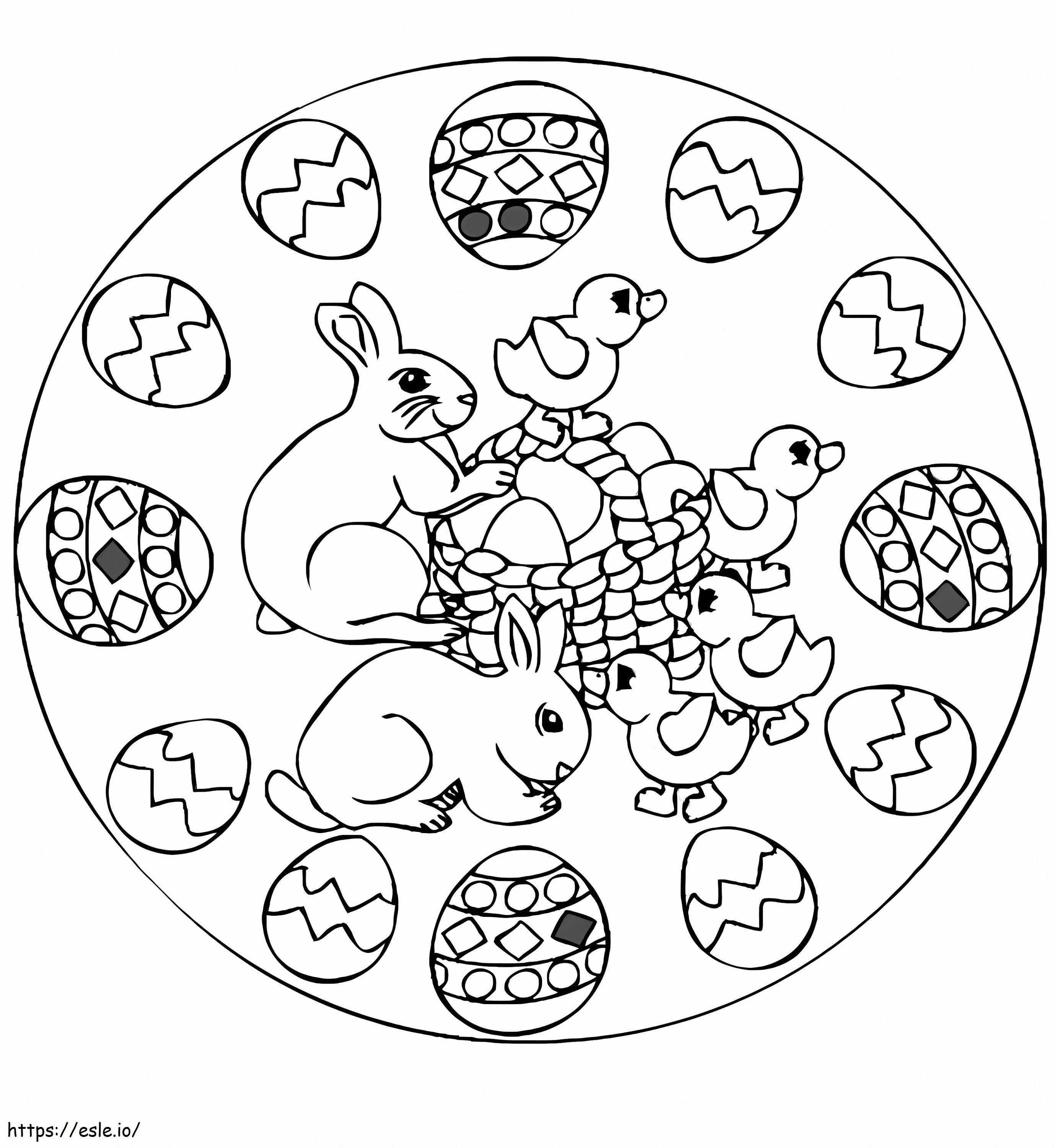 Coloriage Mandala de Pâques 3 à imprimer dessin