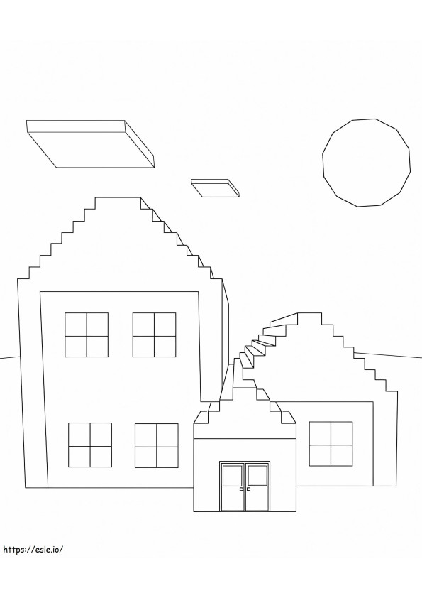Three Minecraft Houses coloring page