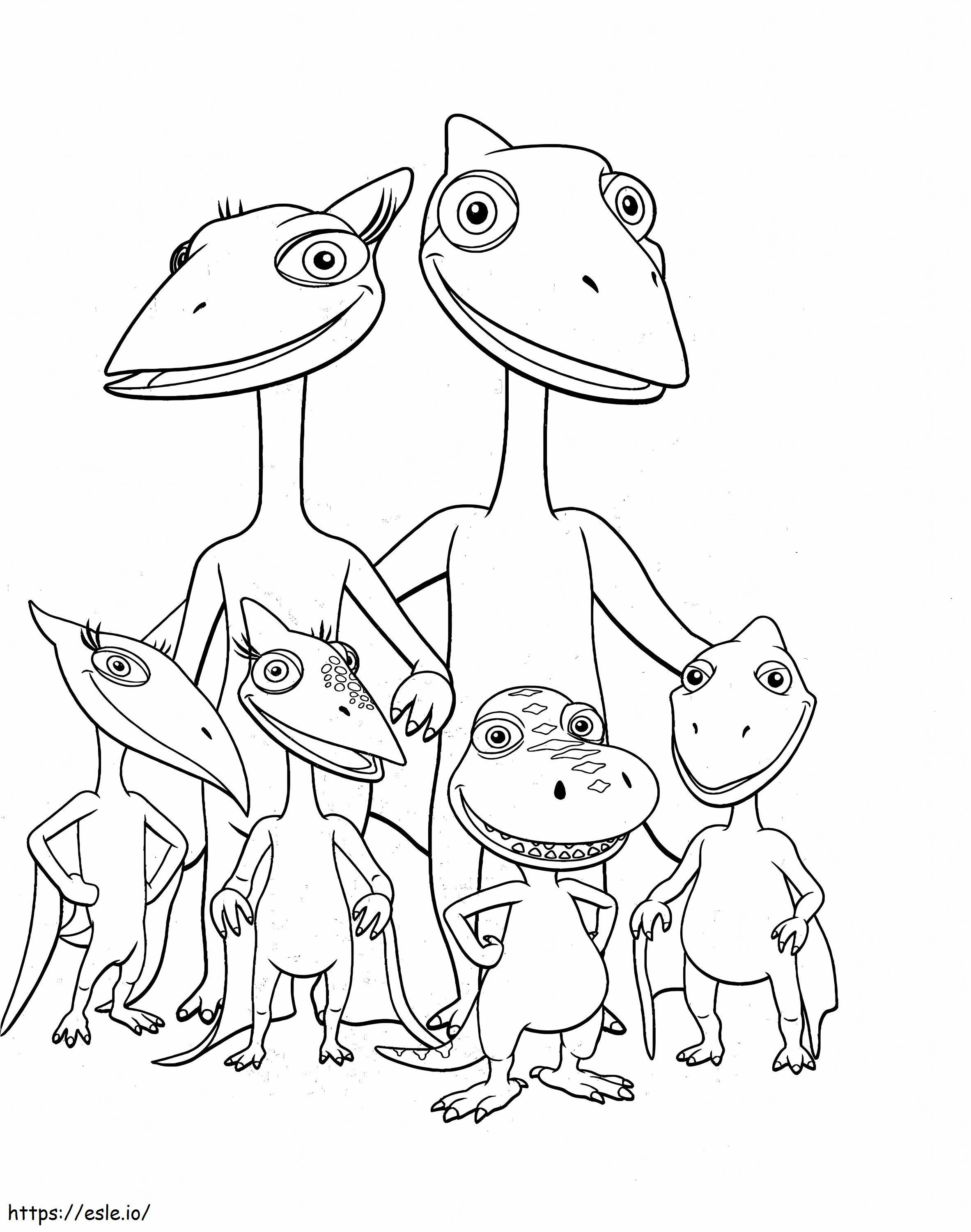 Coloriage Famille Dinosaure à imprimer dessin